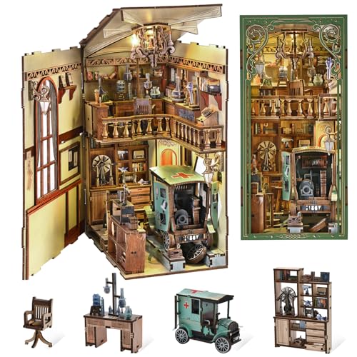 CCCDF Book Nook Kit, DIY Scene Miniature House Kit Tiny House Mini Booknook Craft Bookshelf Decor, 3D Puzzles for Adults, Gifts for Book Lovers (The Radium Lady) - style: The Radium Lady