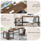 FOLUBAN Large Computer Desk, 63 Inch Home Office Desk with PC Tower Stand & Printer Space, Study Writing Gaming Table Workstation for Bedroom Living Room, Walnut - color: Walnut