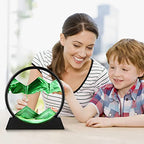 rysnwsu 3D Dynamic Sand Art Liquid Motion, Moving Sand Art Picture Round Glass 3D Deep Sea Sandscape in Motion Display Flowing Sand Painting Relaxing Desk Toys (Green, 12'') - color: Green, size: 12''