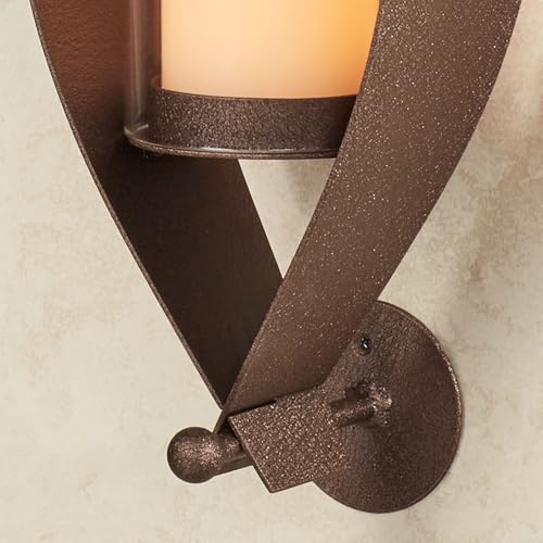 Touch of Class Xander Wall Sconce Pair - Handcrafted Steel - Bronze - Glass Hurricane - Set of 2 - Metal Sconces Holder for Bedroom, Bathroom, Living Room, Kitchen Walls, Hallways - color: Bronze