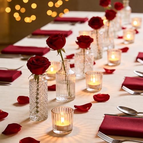 UPBUD Clear Glass Bud Vases Set of 12, Mini Flower Vase for Centerpieces, Small Vases in Bulk for Wedding Decorations, Vintage Vase for Baby Shower, Party, Recepetion, Home Table Décor - color: Standard-clear, size: 12pcs