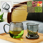 Glass Tea Cup with Infuser and Lid, 17.6oz/520ml Large Borosilicate Teacup, Clear Mug for Loose Leaf Tea, Blooming Tea, Tea Bags - Perfect Christmas or Birthday Gift for Men. - size: 17.6OZ