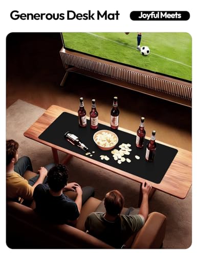YSAGi Leather Desk Pad Protector, Office Desk Mat, Large Mouse Pad, Non-Slip PU Leather Desk Blotter, Laptop Desk Pad, Waterproof Desk Writing Pad Office and Home (Black, 35.4" x 17") - color: Black, size: 35.4" x 17"