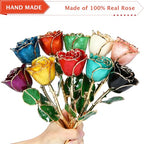 AliveRose Anniversary Day Gift for Girlfriend Roses, Unique Design Gold Plated Rose for Anniversary Valentines Mothers Day Birthday Gifts (Balck Handmade with Crystal Vase) - color: A8. Black Handmade Rose White Crystal Vase