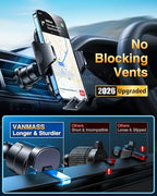 VANMASS Car Phone Holder [Upgraded Strongest Suction & Clip] Cell Phone Mount for Dashboard Windshield Vent Wall,Truck Cradle Stand for iPhone 17 Pro Max 16 15 14 13 12 11 SE Samsung S26 Android,Black - color: Black