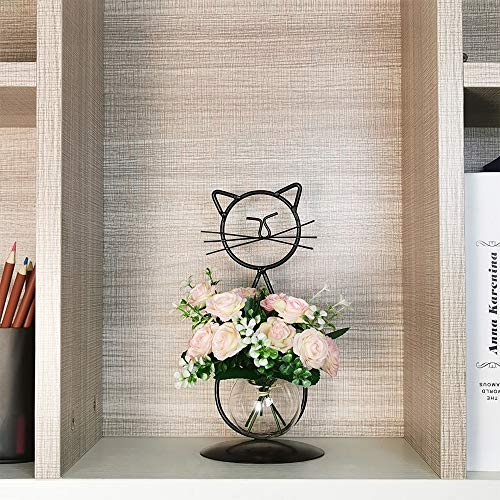 Marbrasse Desktop Glass Planter Vase Holder, Modern Creative Cat Plant Terrarium Metal Stand for Hydroponics Plants Home Garden Wedding Decoration Outdoor Planter Ideas (Style 2) - color: Jklw308-16