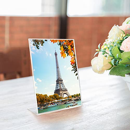 Acrylic Sign Holder 6 Pack 8.5x11 Slant Back Acrylic Stands for Display Plexiglass Clear Acrylic Display Stands for Ad Frame, Picture Photo Frames, Promotions, Restaurants, Office, Store, Home - size: 8.5x11 Inch (Pack of 6)