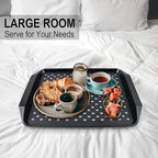 KAQAHIDO Large Non Slip Serving Tray with Grippy Dots, TV Lap Trays for Eating on Couch, Meal Serve for Dinner Breakfast, Rectangular Food Carrying for Plates, Glasses, Dishes, Set of 2, Black - color: Black