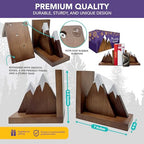 Decorably Dark Walnut Mountain Book Ends for Kids Books - 1 Set Non-Skid Wooden Mountain Bookends for Kids - Kid's Room, Nursery, Classroom