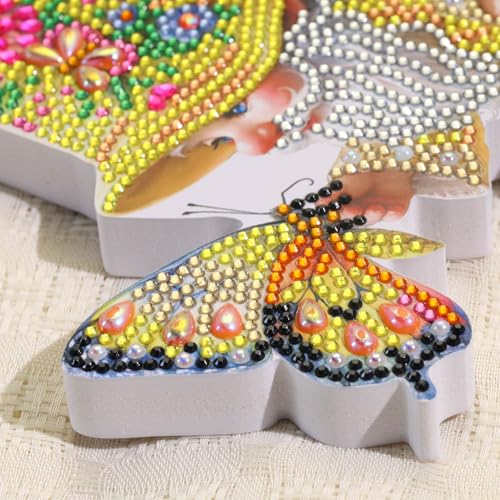 Butterfly Gnome Tabletop Diamond Art Painting - DIY Diamond Art Kits for Adults Figurines Special Shaped Rhinestone Gem Art Statues, 5D Painting with Diamond Dots Sculpture Ornaments for Beginner - color: Q019