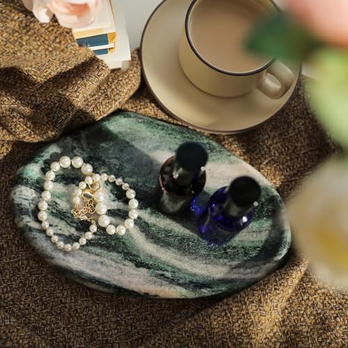 Natural Marble Cloud Shape Jewelry Tray, Key Tray For Entryway Table, Jewelry Dish Trinket Tray for Home Décor, Ring Holder for Women Gift - color: Norway Greener