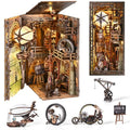 TOYQI Book Nook Kit, Book Nook Kits for Adults, DIY Miniature Dollhouse Kit 3D Wooden Puzzle Booknook Bookend with LED Light - style: UNCLE PETER'S WAREHOUSE