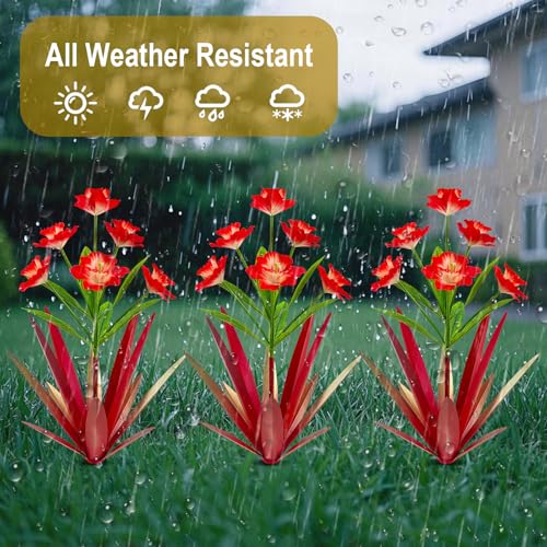 Homight Metal Agave Plant Outdoor Decoration Outdoor Garden Decoration Daffodils Flowers Mexican Yard Art Daffodils Flowers Decorative Garden Gift (3 Big red Daffodil) - color: 3 Big Red Daffodil