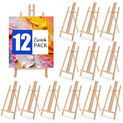 ESRICH 12Pack16in Tabletop Easel,Tabletop Easel for Painting Party, Wooden Tabletop Display Easels,Painting Easel for Displaying Canvases, Photos, Display Tripod Holder Stand for Students Kids - style: 16"-12P