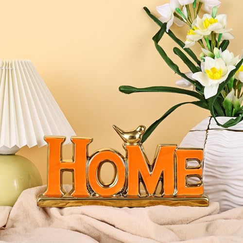 XMGZQ Love Sign Decoration,Orange and Gold Love Signs for Home Decor,Small Bird Sculpture Personalized Decor,Orange Style Figurine Decorative Ornaments for Living Room,Bedroom,Desktop,Cabinets - color: Orange, style: Home