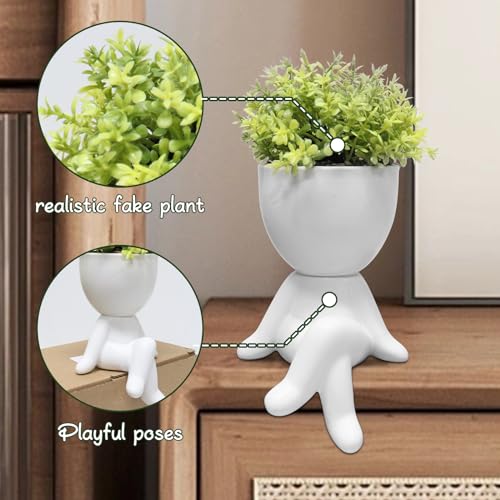 Zerzsy Fake Succulents for Office Decorations for Work Desk Women Fake Plants Office Decor - Small Plants for Work Cubicle Decor - Desk Decorations for Women - Set of 1 - color: White-d
