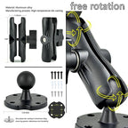 VAUBORTTI Aluminum Arm Heavy Duty Tablet Mount Drill Base - for 6.5"-12.9" Tablet iPad Pro/Mini, iPad Holder for Truck, Car,Dashboard,Desk,Wall-Swivel with 1 inch/25mm Ball Joint