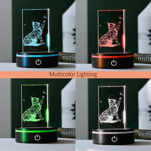 IFOLAINA LED Light Base Lighted Display Stand for Crystal 3D Photo Glass Art Tumbler RGB Multicolor Lighting Round Black Pedestal - Flat - size: Black-Flat
