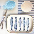 FYSUIMU Sardines Trinket Tray Ceramic Jewelry Dish Aesthetic Fish Decorative Key Tray for Home Bathroom Dresser Table Countertop Decoration