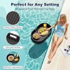 Devoko Floating Pool Tray Large PE Rattan Pool Serving Bar, Luxury Pool Floating Table with Handles for Pool Party, Hot Tub & Beach (Black) - color: Black, size: Medium