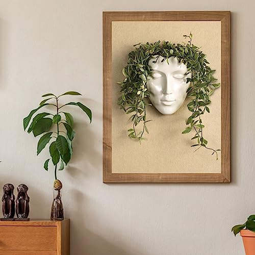 Face Vase,Ceramic Female Form Vase,Modern Sculpture White Planter Pot,Human Face Dried Flower Shaped Vase,Wall Hanging Plant Pot for Home Decor Centerpieces, Office or Outdoor Hanging Decor - color: White
