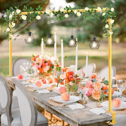 Over The Table Rod Stand with Clamps Adjustable 31"-110'' Length 31"-64" Height Gold Table Balloon Arch Stand with Storage Bag, Metal Decorating Rod Hanging - color: Gold