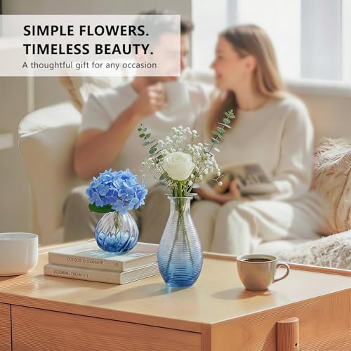 RUCKACE Bud Vases in Bulk 22 Blue Glass Small Vases Flower Vase Bulk for Centerpiece Table Wedding Decorations Home Decor Party(Gradient Blue 22 Pack) - style: Gradient Blue 22 Pack