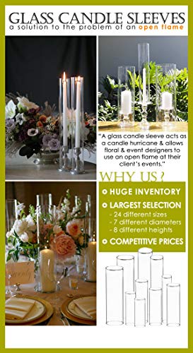 CYS EXCEL 6 PCS (H:6" D:4") Open Ended Clear Glass Hurricane Candleholder Tube Lamp Shade Open Flame Candlestick Holder Chimney Tube Cover Bottomless Cylinder - size: 4" wide x 6" tall