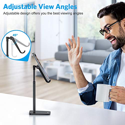 OMOTON Cell Phone Stand, Adjustable Angle Height Desk Phone Dock Holder for iPhone Air /17/17 Pro/XS Max/XR, Samsung Galaxy S20 / S10 / S9 / S8 and Other Phones (3.5-7.0-Inch), Black - color: Black