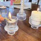 Taper Glass Candlestick Holders Tealight Candle Holders Votive Candle Stick Holder for Table Centerpieces Wedding Decor(6 Pcs, Clear)