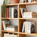 HappyHapi Decorative Bookends, Metal Book Ends for Shelves, 1 Pair Book Holder for Heavy Books, Boho Style Ends for Home Office Library, 4.61X 3.54 X 7 Inch