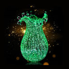QFkris Hand Blown Glass Luminous Vase for Flowers 8" Teal Crystal Bubble Vases for Bouquet Home Decor Decorative Centerpieces Unique Gift for Birthday Housewarming Mothers Day - style: Luminous