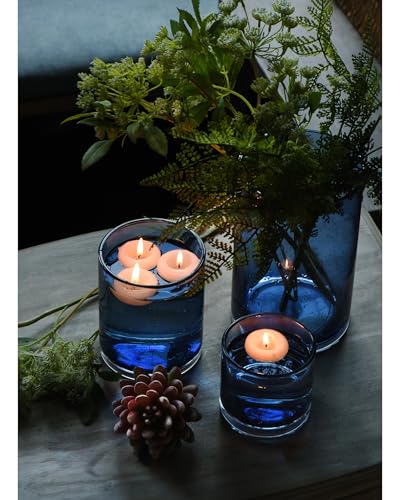 ARIAMOTION Blue Candle Holder for Pillar Tealights Modern Bubbles Glass Hurricane Cylinder Vases Table centerpieces Kitchen Island Dining Room Coffee Bar 8" 5" 3.5" Height Set 3 - color: Bubbles Blue