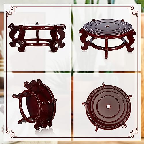 Geetery 2 Pcs 4 to 12 in Wooden Plant Stands Indoor Chinese Oriental Plant Stand for Vase Fishbowl Flower Pot Lamp Redwood Base Vintage Display Rack Decor(10 Inch) - size: 10 Inch