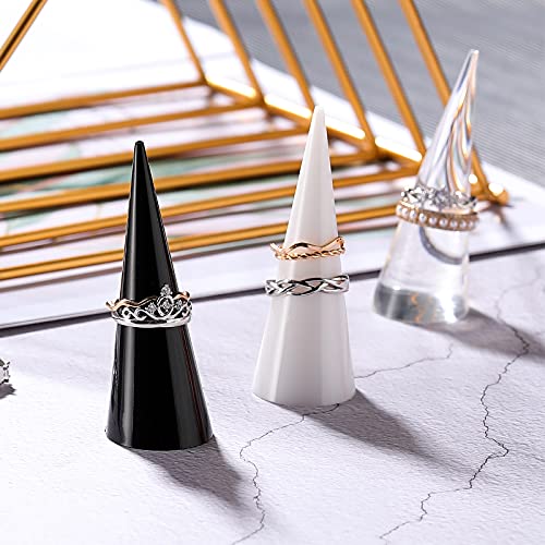 Jetec Clear Acrylic Crystal Ring Holder Acrylic Ring Display Jewelry Holder Wedding Display Cone Support Single Finger Rings Showcase Stand for Jewelry - color: Black, Transparent, White