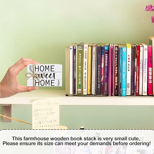 Mini Decorative Books for Home Decor, Small Rustic Wood Book Stack for Table Decor, Home Sweet Home Books for Living Room Bookshelf, Farmhouse Stacked Book Decorations (L32) - color: White