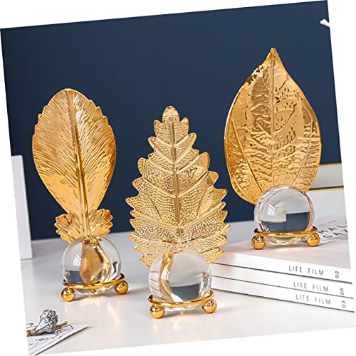 Luxury Crystal Golden Leaf Design Decor for Table and Cabinet Unique Leaf Ornament for Stylish Living Spaces