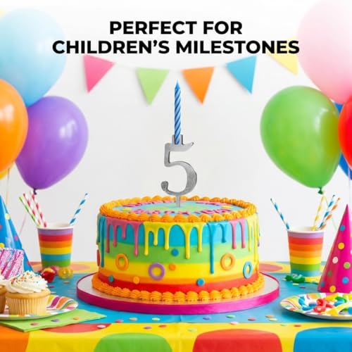 20 PCS (2 Sets) Reusable Number Candle Holder Set for Birthday Cakes - Metal Number Candle Holders Stand - Silver Cake Topper Decorations