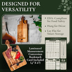 Wood Cookbook Stand for Kitchen Counter, Mother's Day Gift for Mom, Reversible Acacia Recipe Book Holder, Cooking Measurement Conversion Card, Adjustable Tablet Holder, Charging Cable Slot - style: Country Rustic