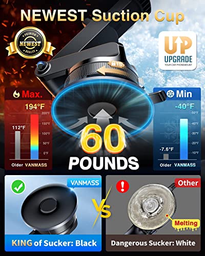 VANMASS [True Military-Grade] Car Phone Holder [Best Suction & Clip] Cell Phone Mount for Dashboard Windshield Vent Truck Cradle Dash Stand for iPhone 15 Pro Max 14 13 12 Android, Red - color: Red