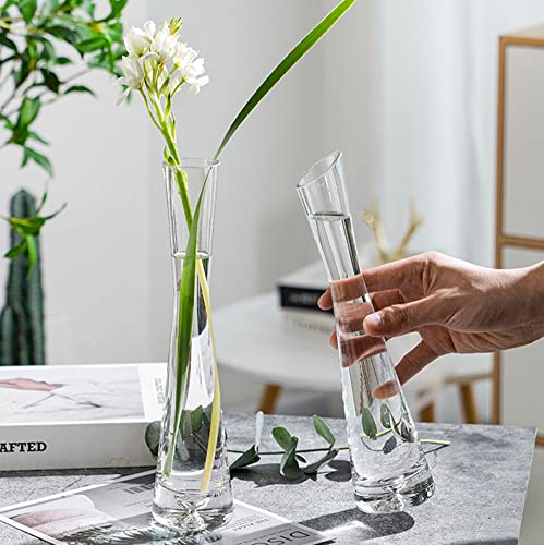 25cm Height Glass Flower Vase Clear Decorative Bud Vase Single Stem Vases for Home Wedding Christmas Decor - size: 25cm/9.84inch