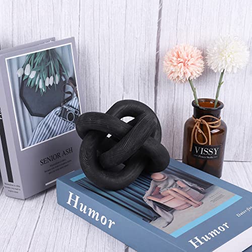 Jlong Wood Knot Decor, 3-Link Wood Chain Link Coffee Table Decor, Small Shelf Decor Accents, Hand Carved Modern Farmhouse Boho Wooden Knot Decorative Chain Wood Decor for Living Room Bedroom Office - color: Black