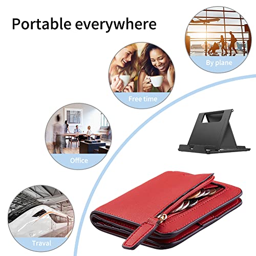 Kemoxan 4 Pack Portable Cell Phone Stand Holder for Desk, Foldable Pocket-Sized Mount, Universal Adjustable Desktop Mobile Phone Kickstand Compatible with iPhone IPads Kindle Android Colorful - color: 4 colorful