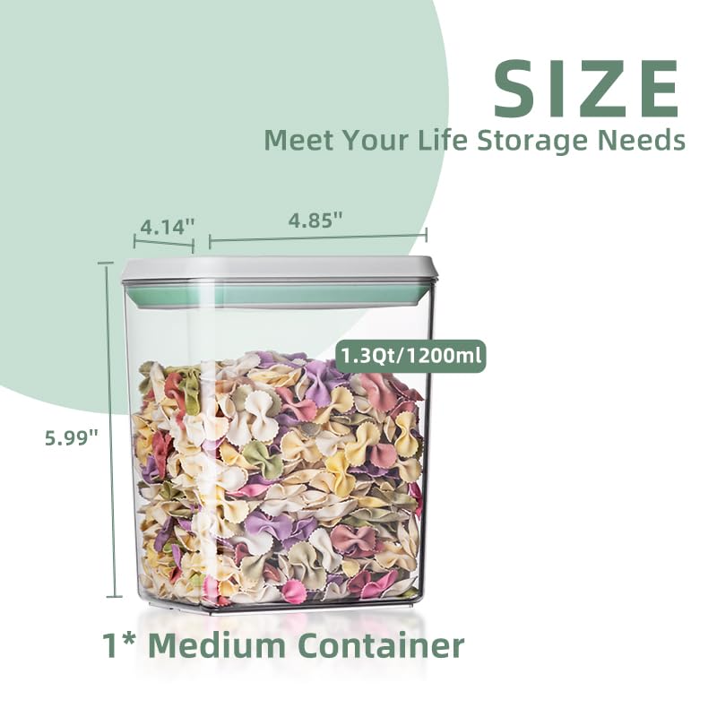 Ankou Pop Airtight Food Storage Containers with Lids- 3 Pcs Stackable One Button Opening Food Containers, Kitchen Pantry Storage Containers for Snacks Candy Salt Herbs Spices BPA-Free (1.2 QT * 3) - color: 1200ml x 3