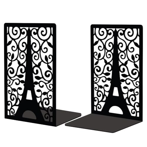 Peacoblue Metal Bookends for Shelves, Modern Decorative Heavy Duty Study Book Support Stoppers for Office, Desk, Shelf, Room 5.3"x4.3"x7.9" Cast Iron Simple Tall Bookends, 1 Pair (Paris Eiffel Tower) - color: Paris Eiffel Tower