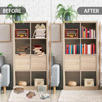 JIANTA Large Book Ends, Heavy Duty Metal Bookends, 2 Pairs/4 Pieces Book Stopper, Book Ends Support for Shelves, Black Non-Slip Bookshelf Holder Stand for Home Office Library School (8 x 5.3 x 4 in)