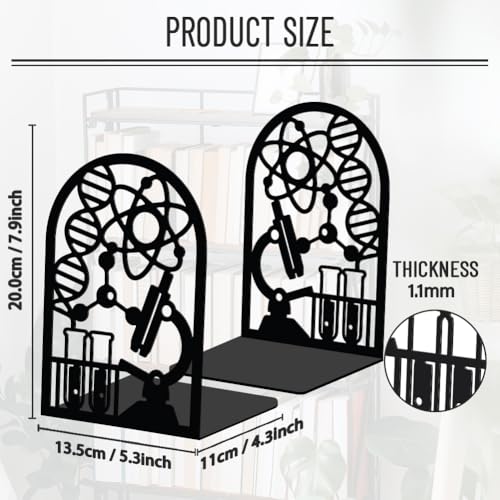 WADORN 1 Pair Science Decorative Bookends, Chemistry Experiment Heavy Duty Non-Skid Book Holder Stopper for Classroom Laboratory Study Room Chemistry Gift for Friend Professor Graduate Scientist - color: Science Chemistry