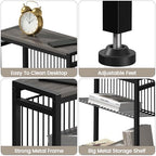 End Table Set of 2 for Small Space, 3-Tier Narrow Side Table with Magazine Holder,Slim Nightstand, Skinny Snack Couch Table in Living Room, Bedroom Study and Balcony (Grey) - color: Grey-2pcs