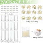 Set of 12 Glass Cylinder Vases for Centerpieces with 8 Pack Vase filler 12 Pearl String 24 White Floating Candles for Centerpieces, Table Center pieces for Wedding Party Home Decor 5, 6, 8 Inch - style: 12 Set(5,6,8Inch)