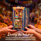 Cutefun Book Nook Kits for Adults Mexican Art and Culture, DIY Miniature Dollhouse Kit for Bookshelf Insert Decor with LED, 3D Wooden Puzzle Booknook for Teens Creative Gifts (Plaza de Los Muertos) - style: Plaza de Los Muertos